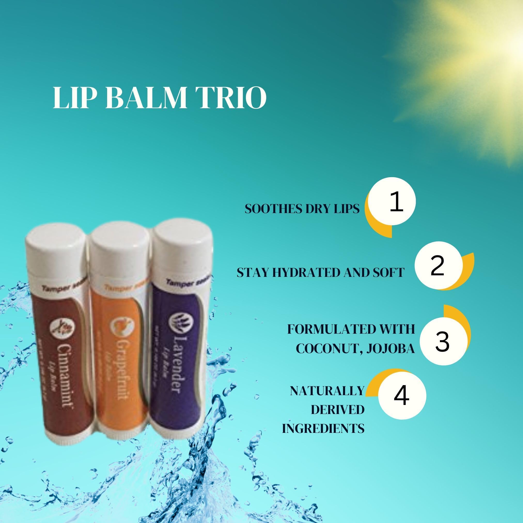 Young Living Lip Balm Trio (Lavender, Grapefruit, Cinnamon)